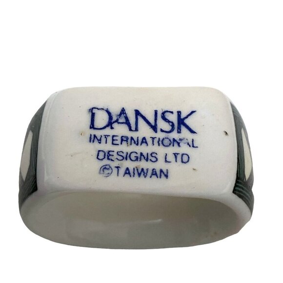 DANSK Napkin Rings Set of 4 Ceramic Nordic Garden Floral with Trellis Pattern - Picture 6 of 11